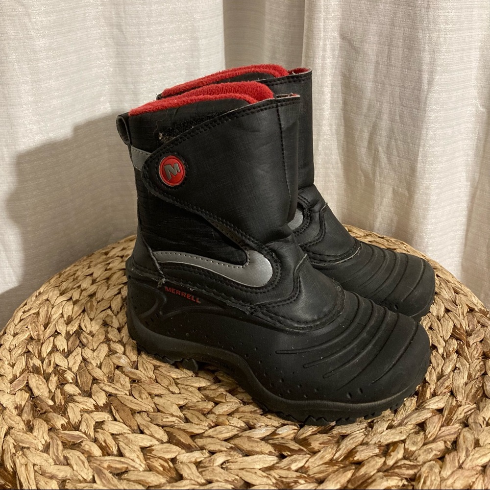 Merrell insulated winter boots waterproof red black silver 12c